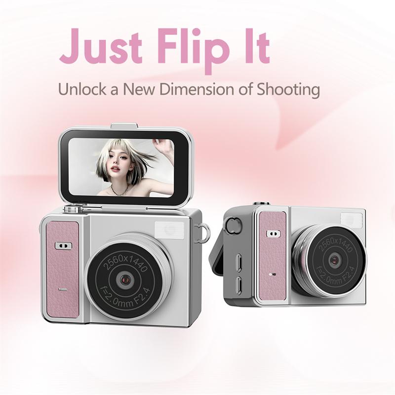S162 Thumb Keychain Camera 1.47-Inch Flip Screen Mini Action Camera Retro Style 2K Very Small Camcorder Video Recorder