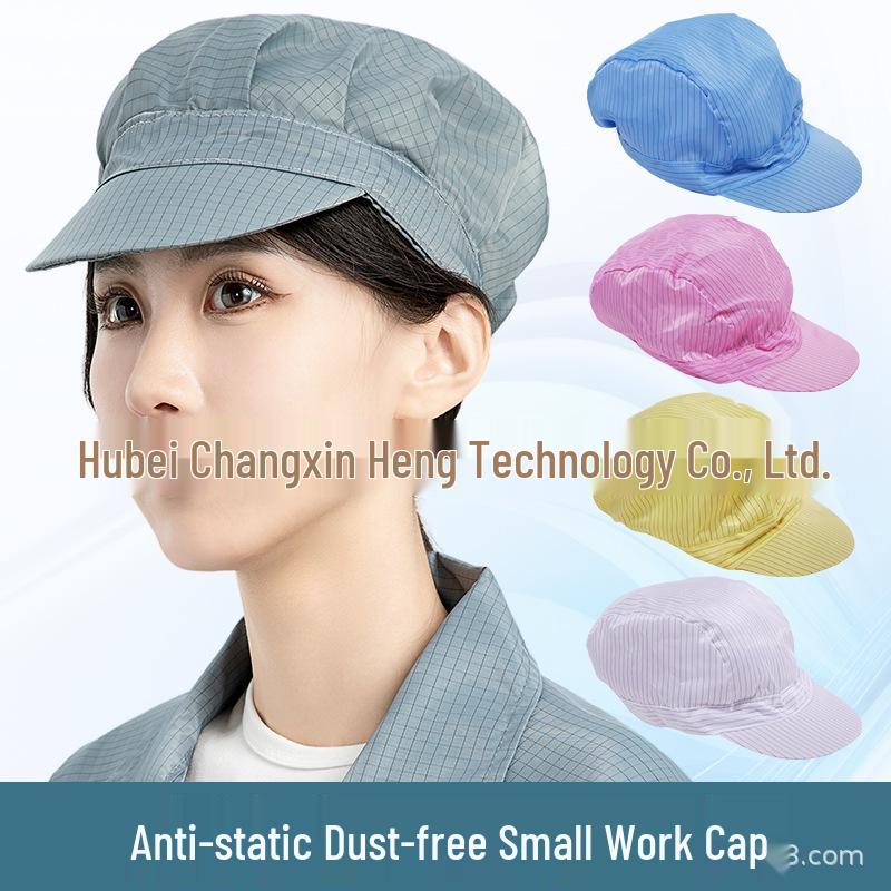 Unisex Anti-Static Dustproof Work Cap for Cleanrooms - Blue/White