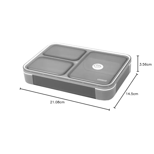 Foodman Bento Box, Slim, Can Be Carried Upright, 600ml, Clear Gray, Leak-Resistant, Double Sealing, Secured with 4-Point Lock, CB Japan, DSK