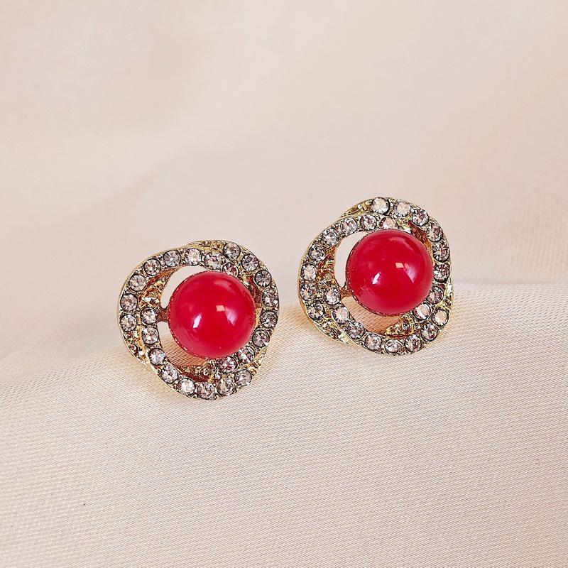 Elegant Korean Spiral Pearl Earrings for Women