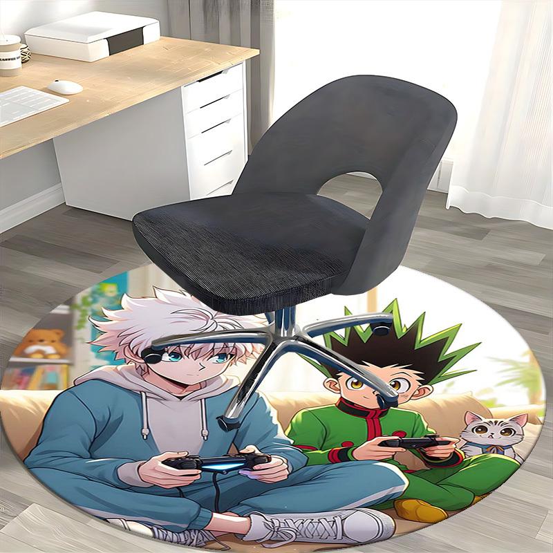 1pc Anime Cartoon Design Round Carpet  Office Chair Mat, NonSlip Rug for Home Decor, Living Room