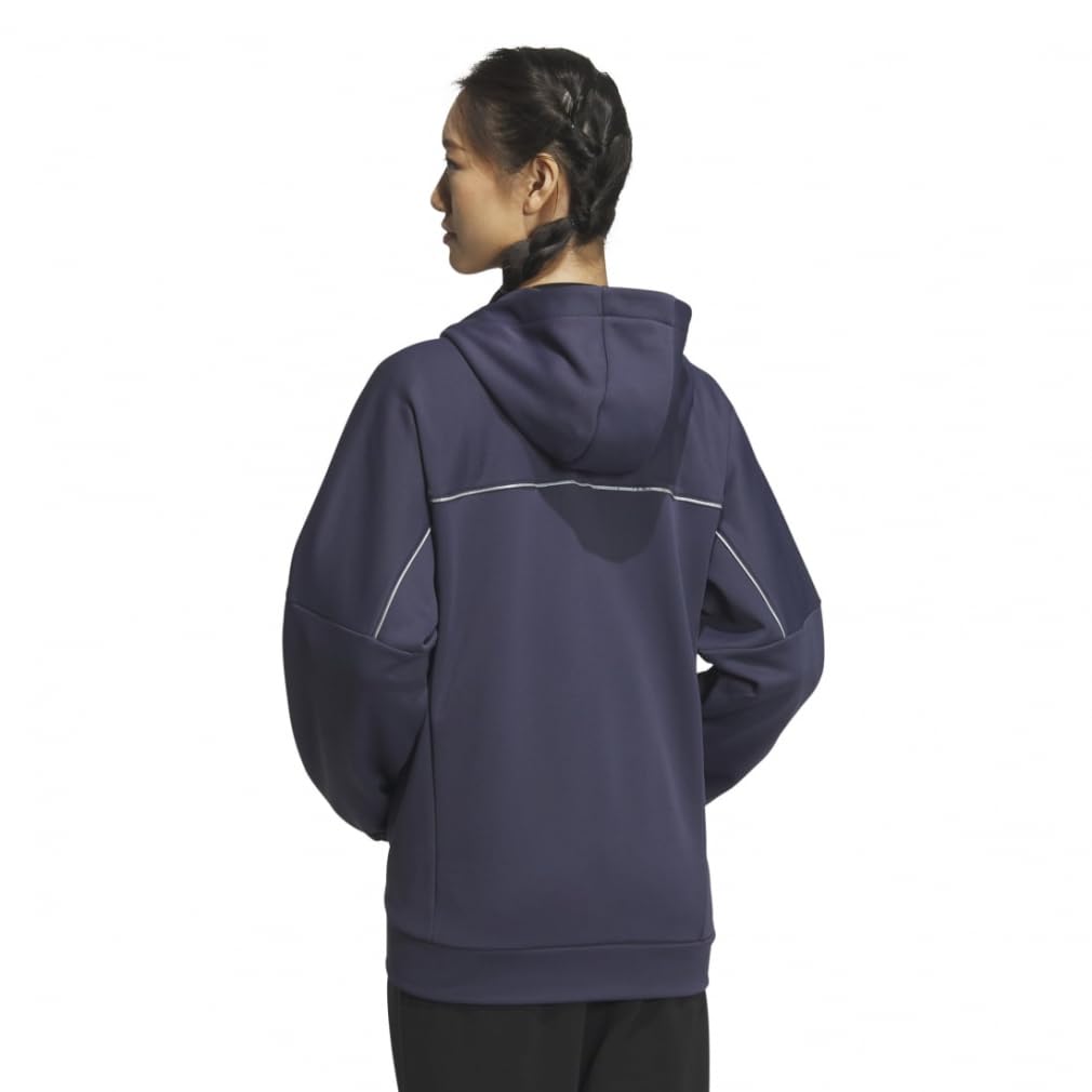 Adidas KNV55 Fleece Hoodie Black Size Women's Women's Loose-Fit Full-Zip Sweatshirt, (IT6099), J/M