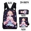 Classic Beyond the Boundary 3D Print 3pcs/Set pupil School Bags Laptop Daypack Backpack Inclined shoulder bag Pencil Case