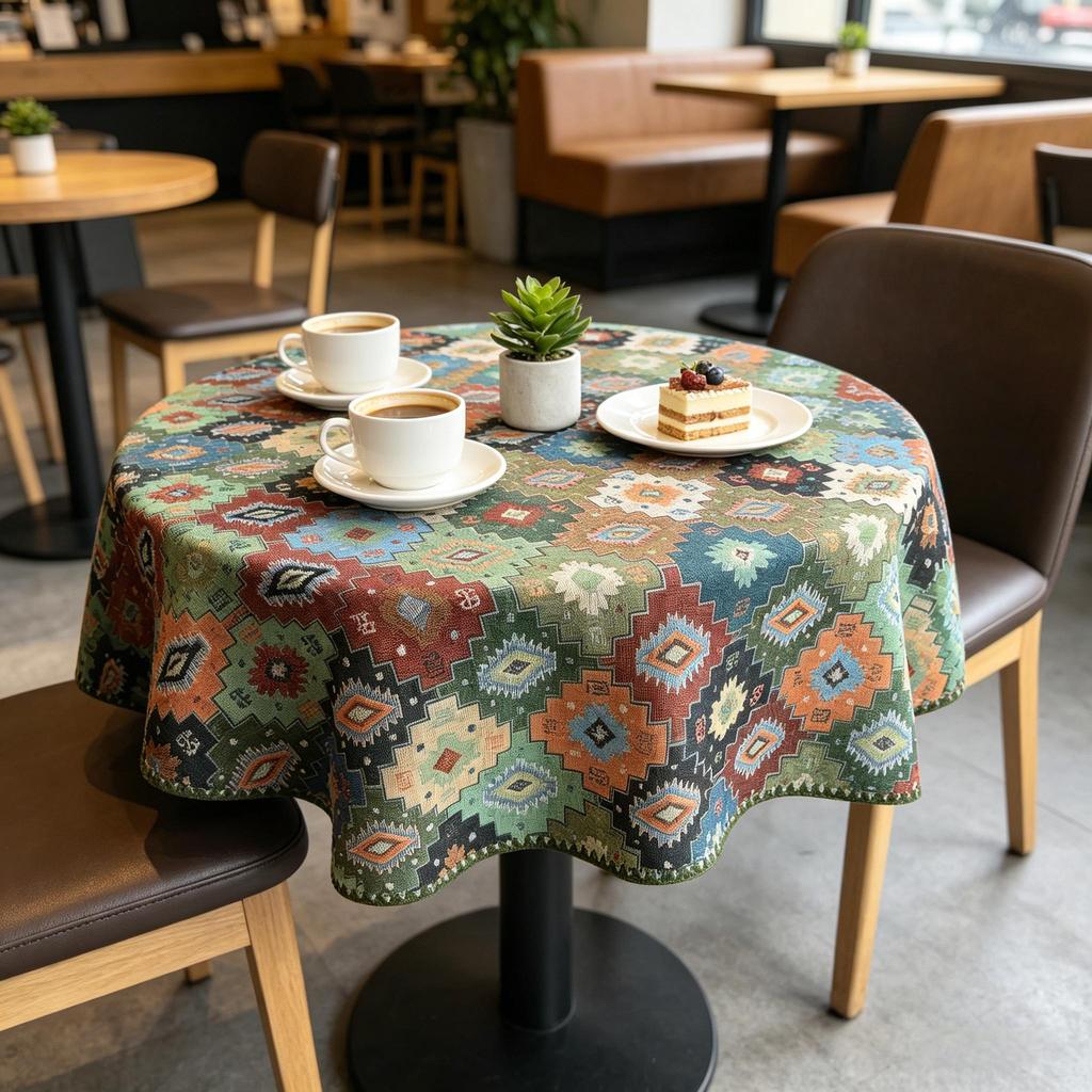 Dining Kitchen Party Event Family Gathering Small Round Cotton Tablecloth
