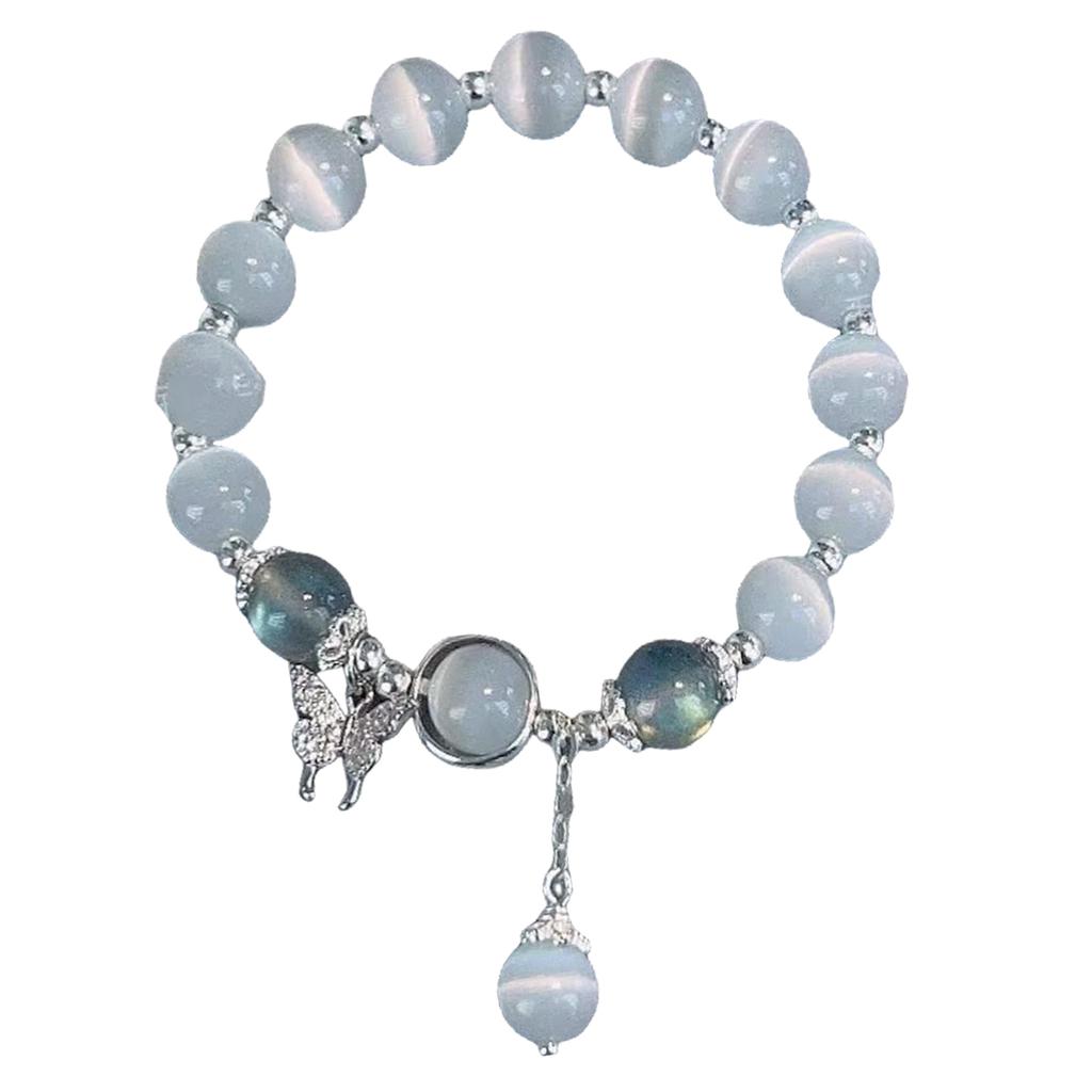 Fashionable Opal Sea Blue Crystals Bracelet Elegant Fashion Jewelry Portable for Girls and Women with Elastic Designs