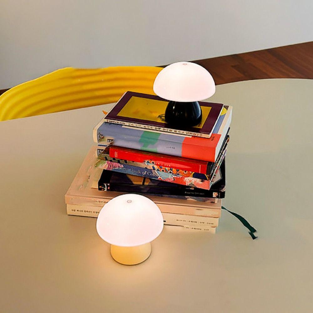 Warm White Lights Mushroom LED Table Lamp Touch Control Dimmable Function USB Charging Night Light USB Charging Port
