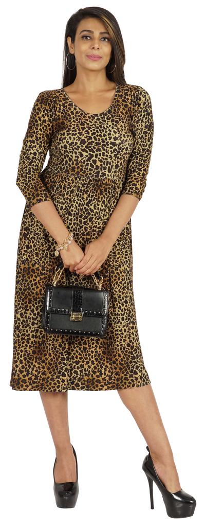 Phagun Women Summer Midi Dress Casual Loose Pockets Dress Scoop Neck Dresses