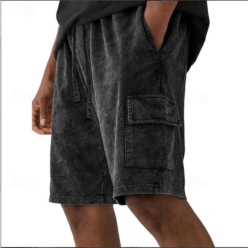 

Men s Purple Acid Wash Cargo Shorts Drawstring Elastic Waist Casual Shorts S