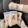 Socks Women's Medium Tube Socks Season Baby Fleece Thickened Fleece Warm Plaid Bow Cartoon Bear Stacking Socks