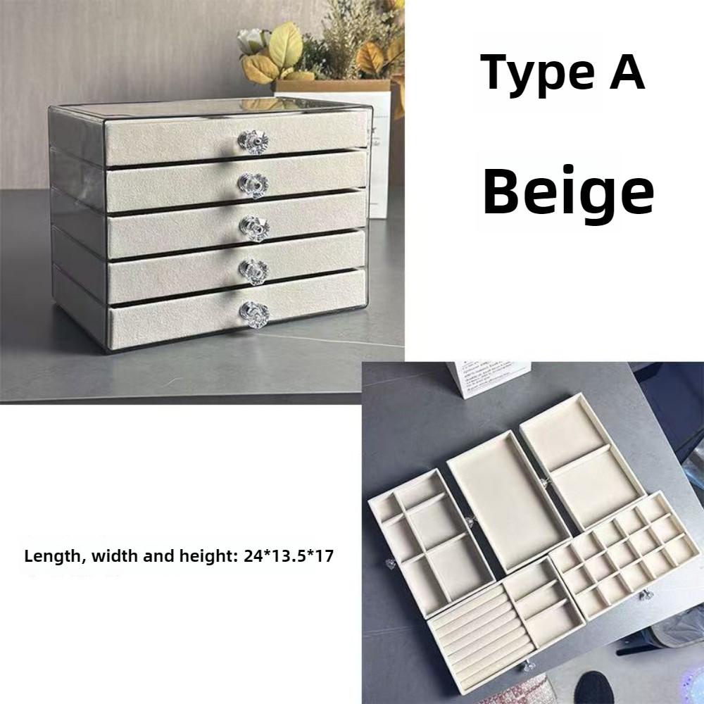 Mehrschichtige Schmuckschatulle aus Flanell mit Schublade, Ohrstecker, Armband, Aufbewahrungsregal, Schmuckschatulle, geeignet für Ehefrauen, Weihnachtsgeschenke, Ostern, Valentinstag