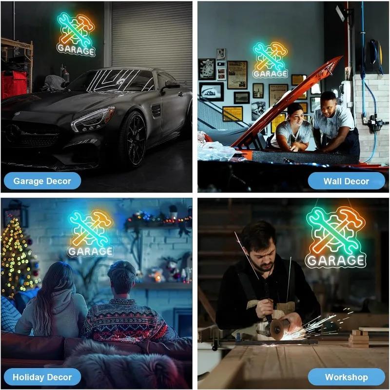 Wrench Garage Neon Man Cave Car LED Sign for Wall Decoration Check Engine Light Car Room Repair Shop Workshop Gift for A Friend