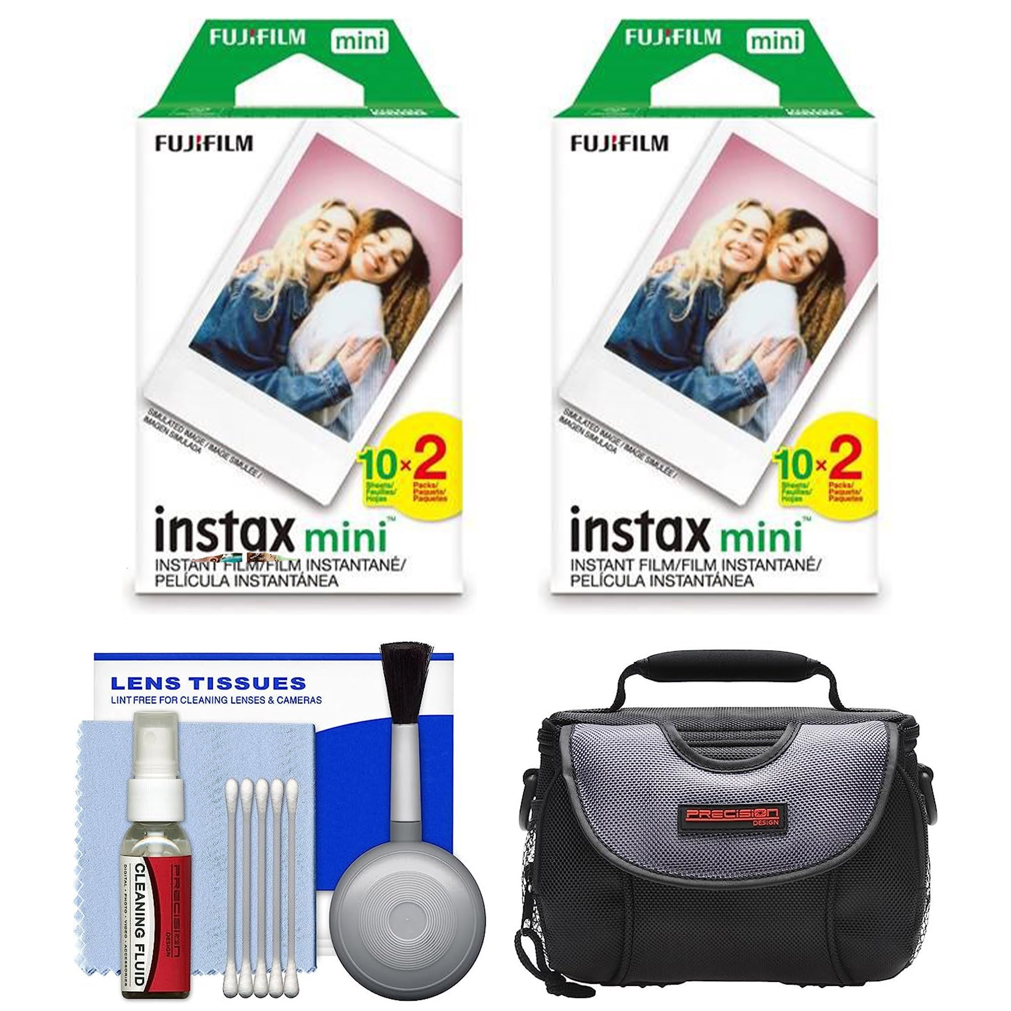 

Fujifilm Instax Mini 8 Mini 9 Mini 11 Mini 70 & Mini 90 Фотоапарат для миттєвої плівки 40 подвійних кольорових відбитків + розкішний футляр + набір для чищення