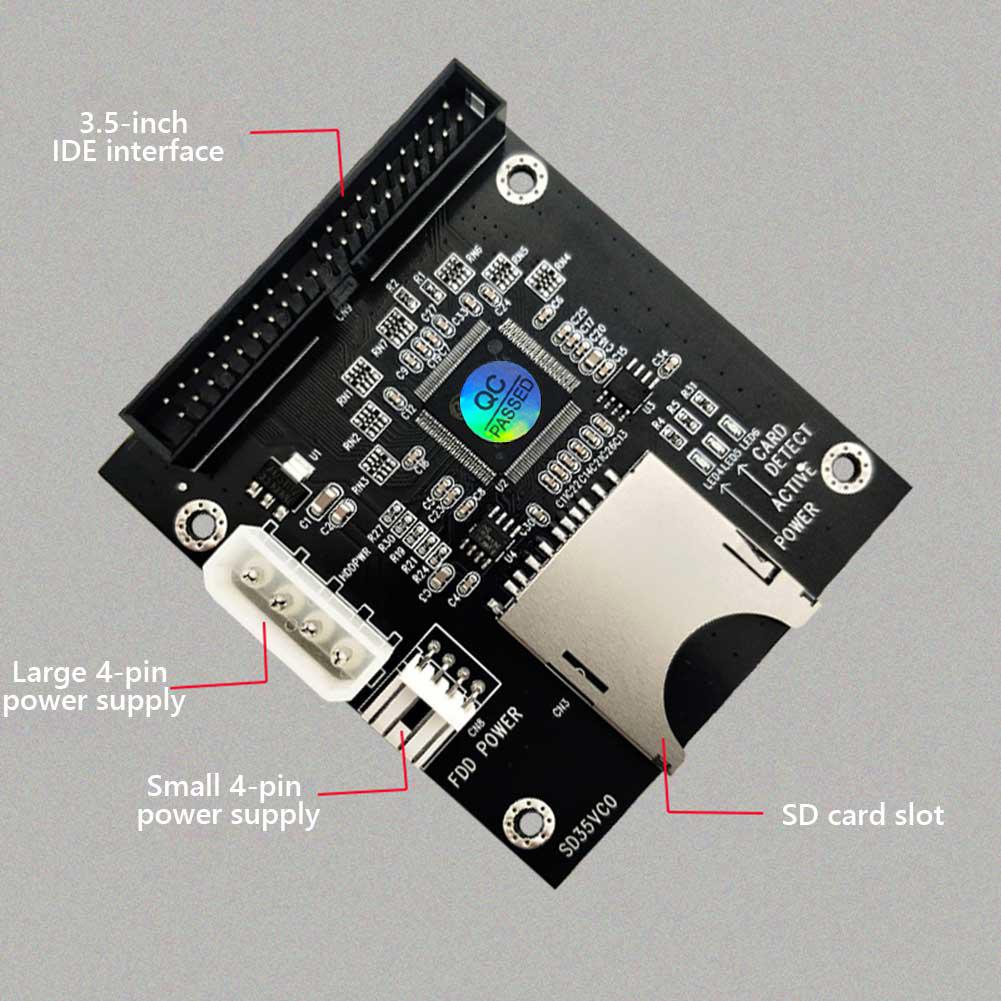 SD Card To 3.5inch 40Pin IDE Hard Disk Drive Adapter 40Pin IDE Hard Drive Adapter Converter Support for Dos Linux Windows