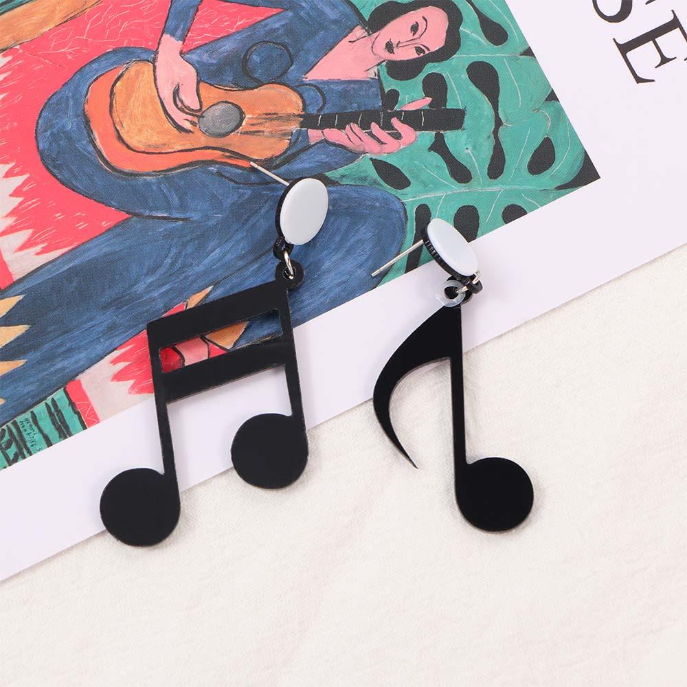 

Accessories Personality Black Acrylic Women Jewelry Asymmetric Earrings Stud Earrings Musical Note чёрный