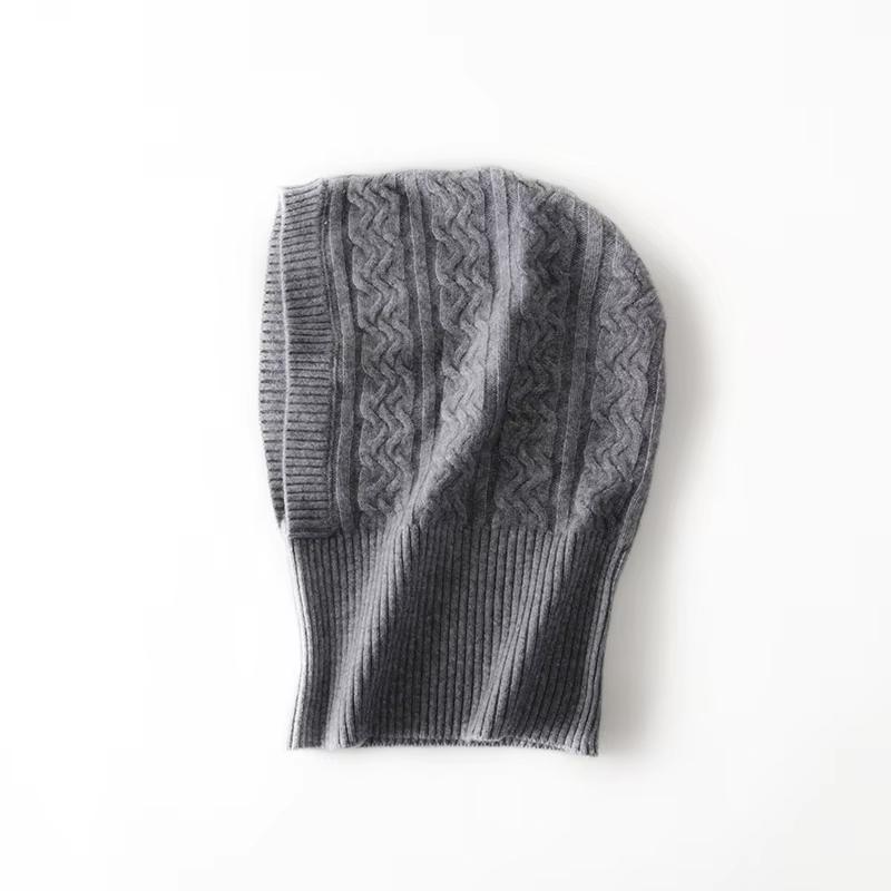 

Unisex 100%Wool Knitted Balaclava Winter Ear Face Neck Protect One-Piece Scarf Hat Soft Warm Hooded Beanies Twist False Collar One Size