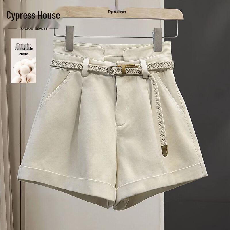Women s Pure Cotton High-Waist Casual Shorts S