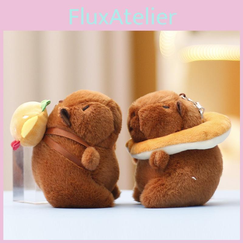 Capybara Hamburger Toast Keychain Cute Cartoon Girl Backpack Hanging Plush Doll