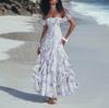 Seaside Vacation Style Suspender Skirt Yarn French Ruffle Edge Beach Dress Atmosphere Long Dress Elegant Fairy Fan