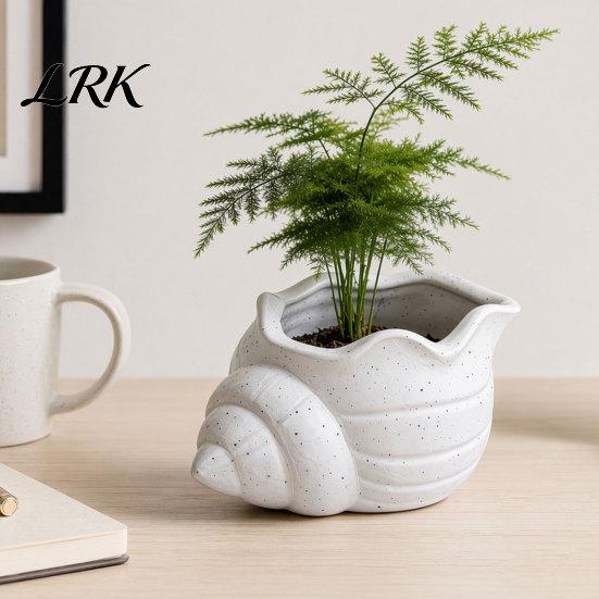 3D Printed Flowerpot Conch Flower Pot, Moisture-Resistant Mini Planter with Wavy Edge And Small Pot Drain Hole Design, Ocean Style for Pothos