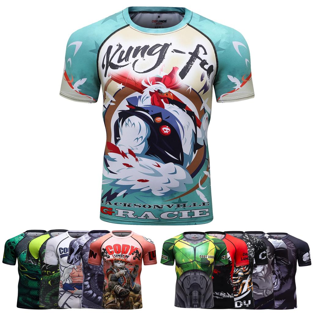 Abbigliamento Sportivo Rash Guard Bjj Grappling Brazilian Jiu Jitsu Adulti Uomo Nogi No Gi Bjj Jiu Jitsu MMA Rash Guard Maglietta da Corsa Bjj