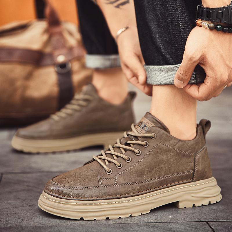 Fashion Fashion Genuine Leather Casual Shoes Thick Bottom Comfortable Outdoor Lace-up Walk Shoes Classic Versatile Men's Business Shoes