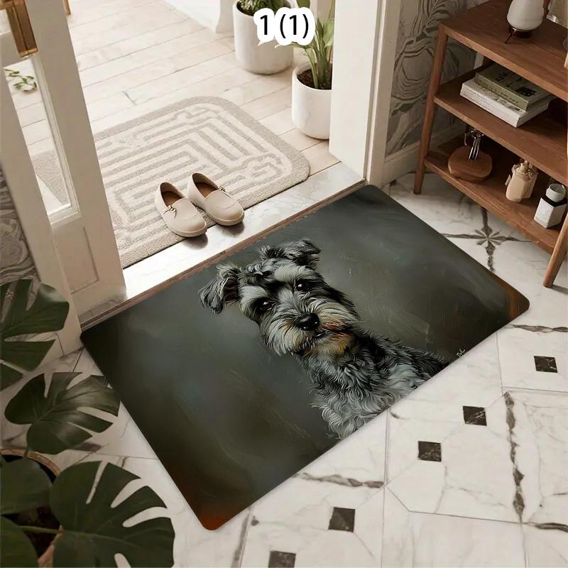 Felpudo Schnauzer Entrada Pasillo Alfombra Decorativa para Suelo Interior Exterior Fibra de Coco Texturizada Duradera Antideslizante Entrada Casa Mascotas