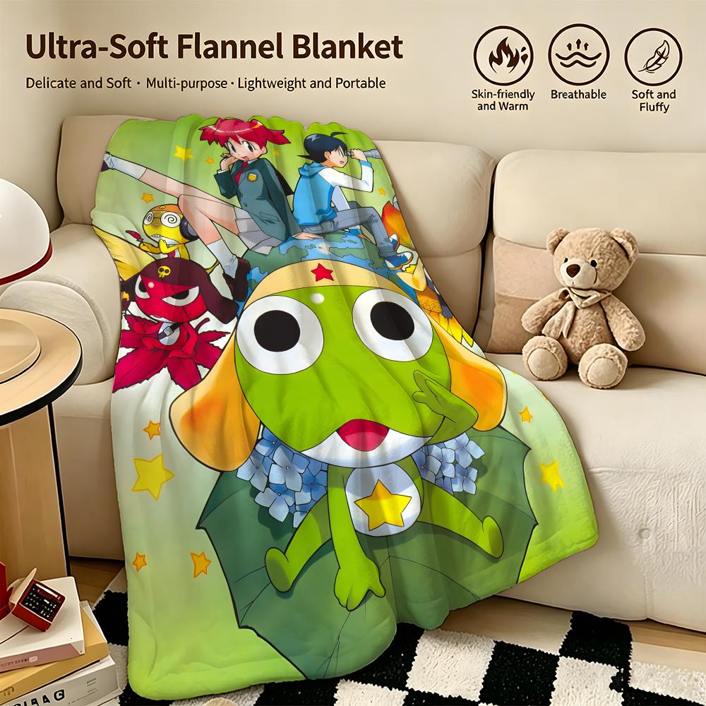 Anime K-Keroro Gunso-o Throw Warm Soft Flannel Blanket, Multi-use for Sofa Bed Camping Travel Nap