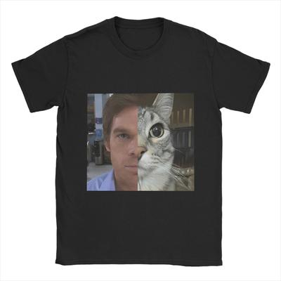 Hipster Dexter T-Shirts für Herren O-Ausschnitt Reine Baumwolle T-Shirt Morgan Katze Kurzarm T-Shirts Sommerkleidung