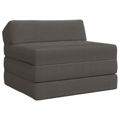 Folding Sofa Bed Dark Gray 200 X 70 X 10 Cm Corduroy Fabric