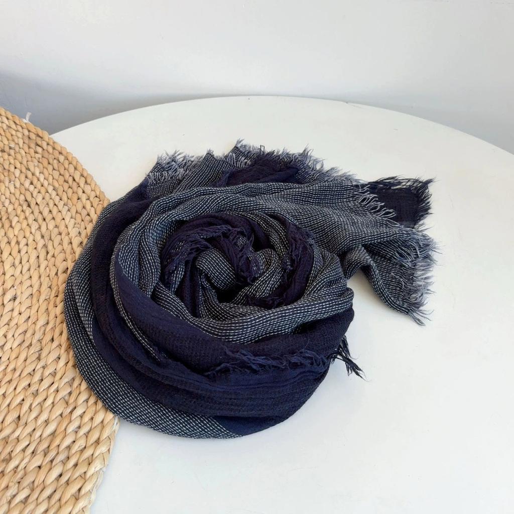 Vintage Men's Long Scarf Cotton Blend Fringed Unisex Scarves Tassel Long Shawl Autumn Winter Women Bufanda Wraps