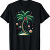 Christmas Lights Palm Tree Beach Funny Tropical Xmas T-Shirt