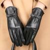 Women's Winter Leather Gloves Cycling Driving Cold and Windproof Velvet Warm Touch Screen Korean Version of Fashion Thin Gloves