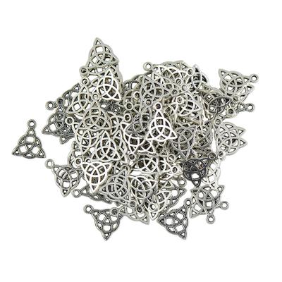 50 Pieces Tibetan Silver Triangle Celtic Knot Jewelry Making Charms Pendant