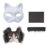 Tiermasken-Set Unbemalte Katzenmaske Halloween Cosplay Maske Maskerade Maske Handbemalte Füchsmaske mit Fell