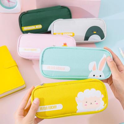 Creative Stationery Ins Elementary School Cute Simple Stationery Box Storage Pencil Bag Oxford Cloth Cartoon Pen Bag