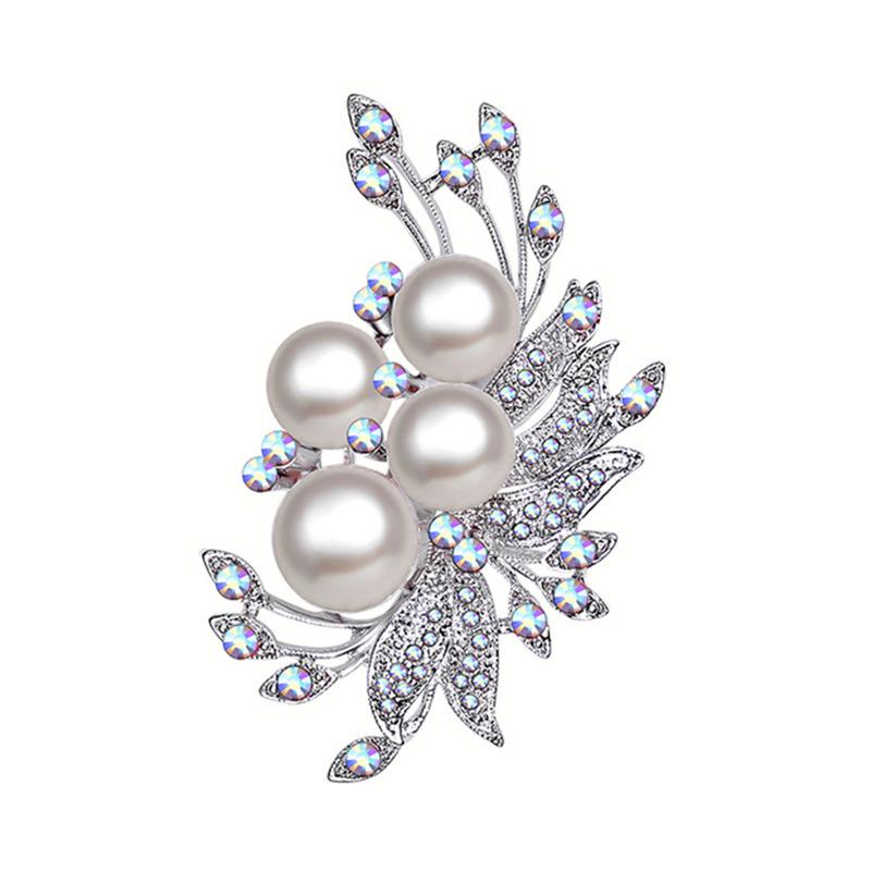 Elegantní brož s perlou a fénixovým ocasem s květinovým motivem - Všestranný dámský doplněk k oblekům a kabátům