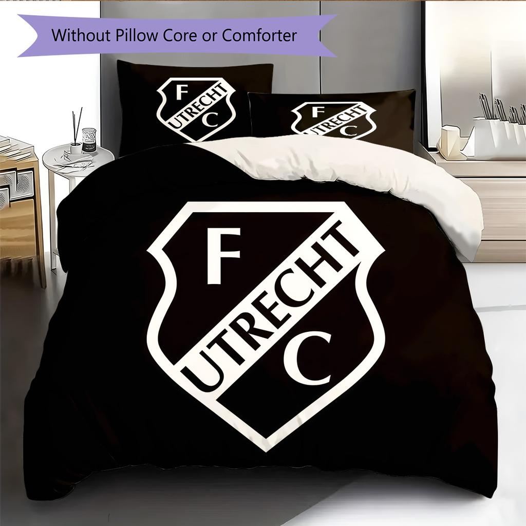 FC Utrecht  Pattern Bedding Quilt Set Quilt Cover Pillowcase Home Decoration Birthday Gift (1 * Duvet Cover + 2 * Pillowcase, Without Core)