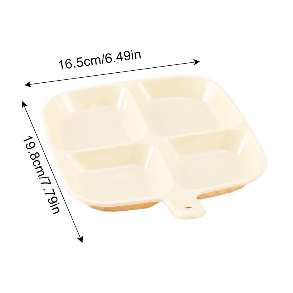 Four-Grid Food Plates With Dividers Household Dishwasher-Safe Tableware multi-functional Compartmentalized Square Fruit Dish