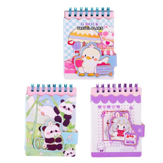 Cartoon Animal Pocket Notebook Wire Bound Memo Notepad 3D Rabbit Girl Panda Duck Mini Spiral Notebook School Office Supplies