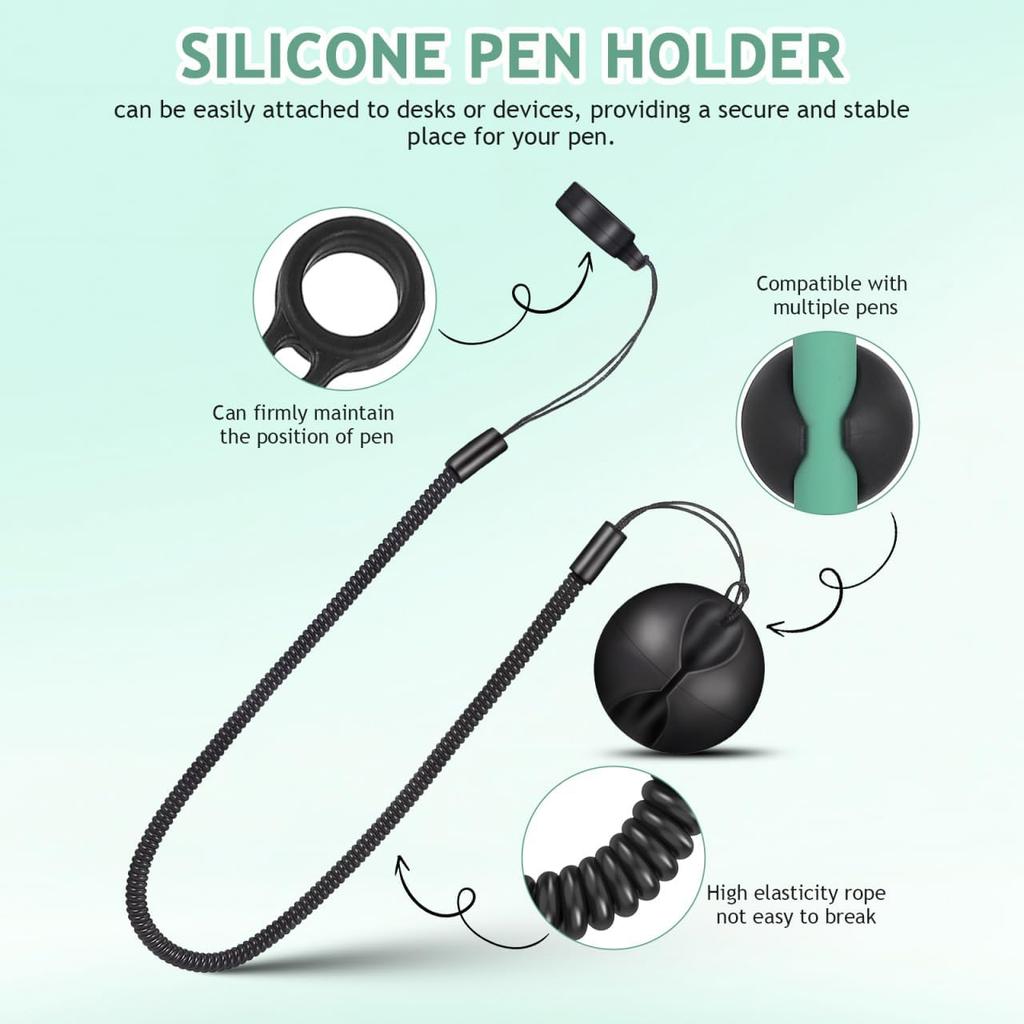 Artibetter 2Pcs Elastic Rope Lost Tether for Touch Pens Stretchy Pen Leash with Ring for Desk Clipboards and Drawing Applications