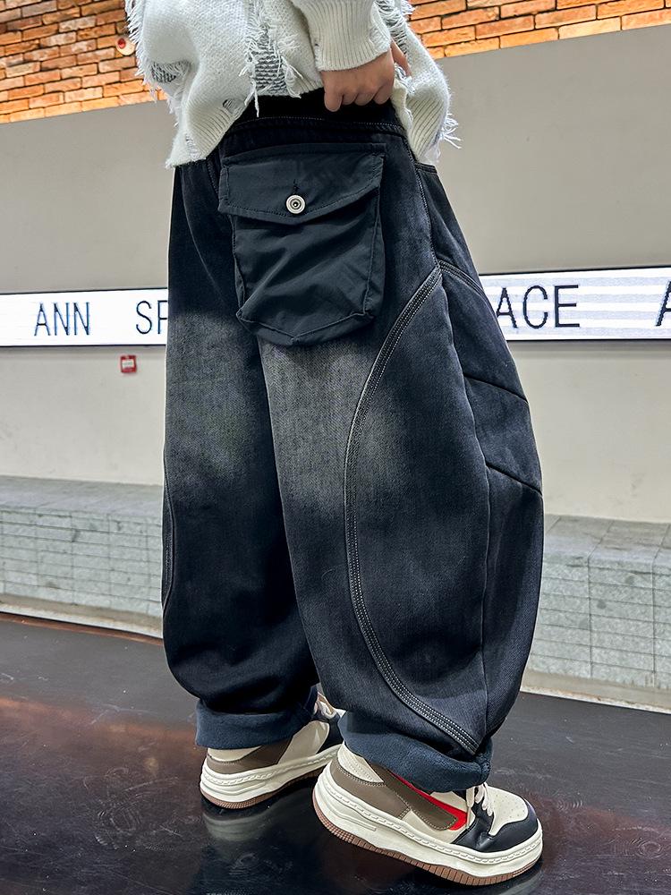 Boys' 2025 Autumn Punk Retro Loose Straight-Leg Jeans