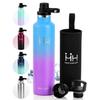 Neofis Vacuum Insulated Stainless Steel Water Bottle Wide Easy To Drink Easy To Two Lids Suitable for Carbonated Sports with Cover and Convenient To