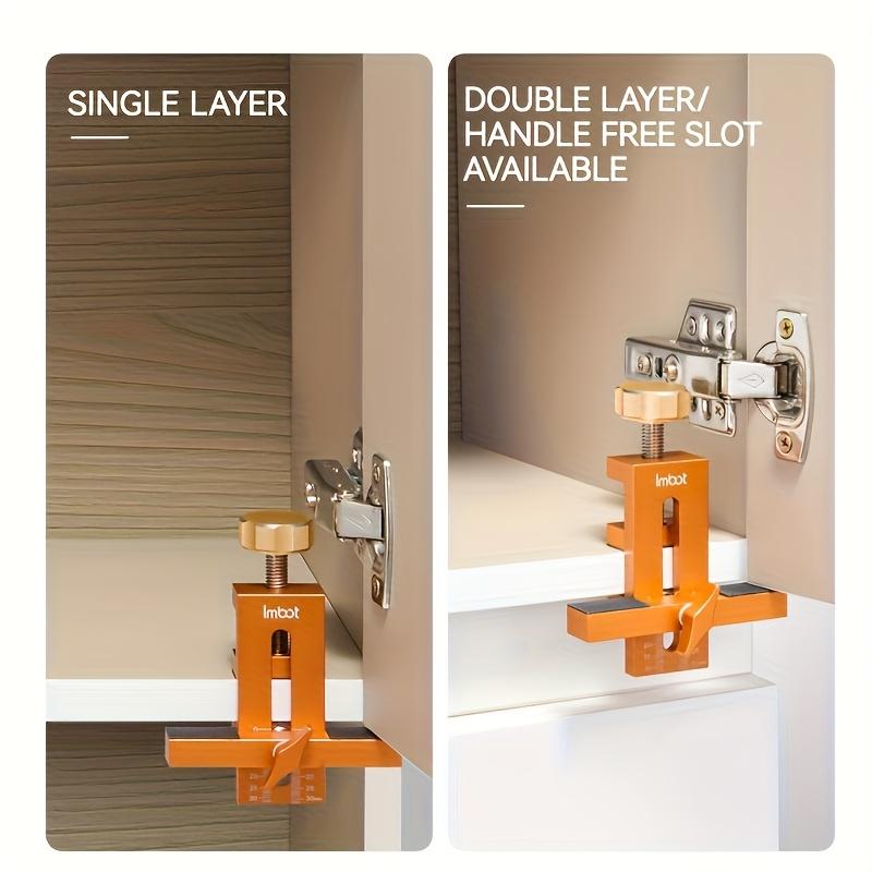 Adjustable Cabinet Door Installation Jig - Portable, Adjustable Clamps with Measurement Markings, Rust-Resistant Orange Woodworking Tool