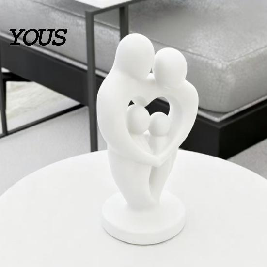 Entrance Hall Accessories 3D Printed Family of 4 Sculpture, Abstract Heart Shaped Home Decor, Decor Figurines Matte Black Bookshelf Ornament