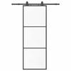 VidaXL Porte coulissante kit de quincaillerie noir 76x205 cm verre ESG, porte intérieure, porte de grange intérieure, porte 3375901