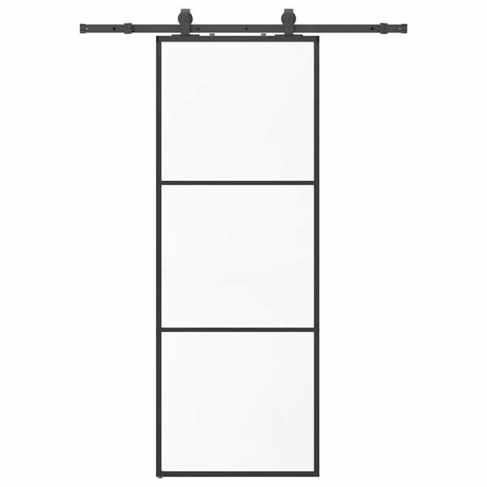 VidaXL Porte coulissante kit de quincaillerie noir 76x205 cm verre ESG, porte intérieure, porte de grange intérieure, porte 3375901