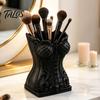 Desktop Stationery Organizer Gothic Makeup Brush Storage Tube, Retro Skull Organizer, Niche Home Decoration Decorative Plastic Holder for Dressing
