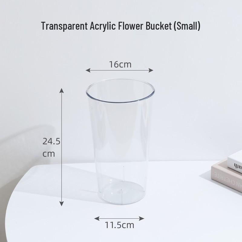 Round Transparent Acrylic Flower Bucket for Home and Shop Flower Preservation