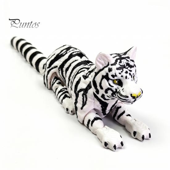 3D Printed Tiger Model Figure, Realistic with Movable Joints, Articulated Figure Forest Animal Figurine for Home Office Bookshelf Flexible Ornament