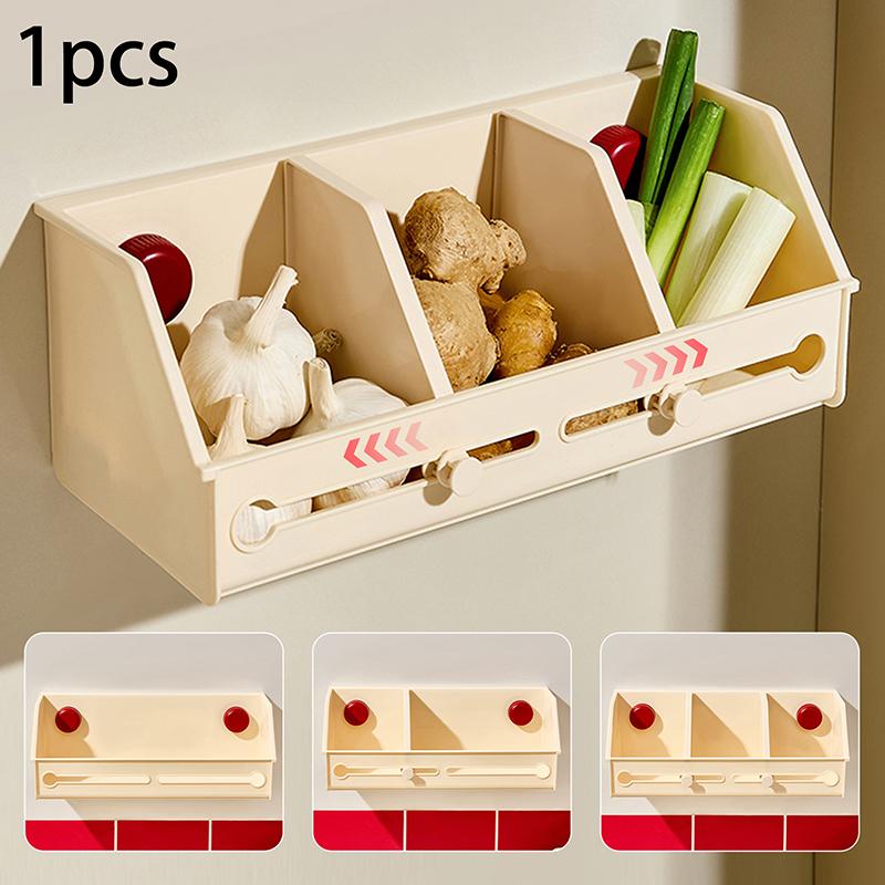 

Moisture Resistant Suction Cup Kitchen Shelf Adjustable Divider 3 Hooks For Storage Of Spices, Garlic, Onions 1pcs